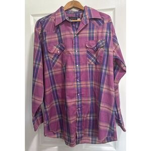 VTG PANHANDLE SLIM Men's Western pearlescent Button Shirt Colorful 17‎ 1/2  X 35